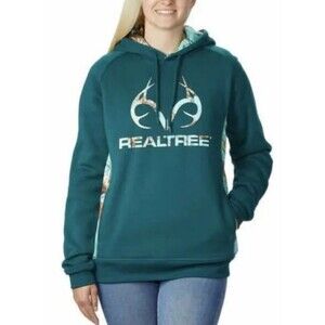NWT RealTree Women’s Aqua Green Camo‎ Hooded Sweatshirt Hoodie Size Small